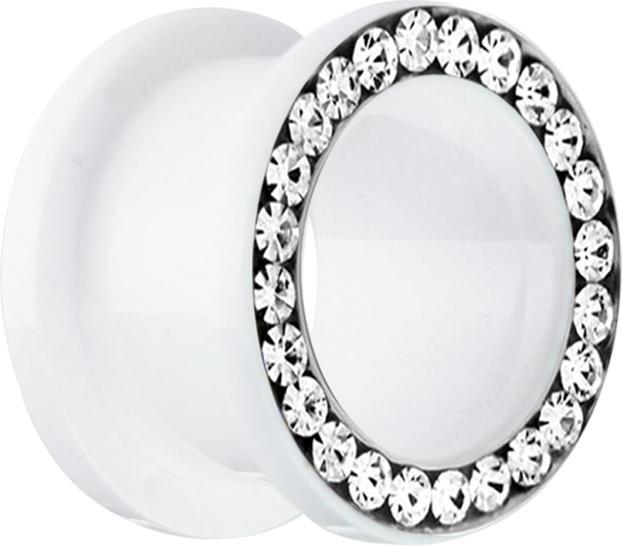 Image du produit Star Piercing Flesh Tunnel blanc avec cristal argenté (sans laiton, Acrylique)