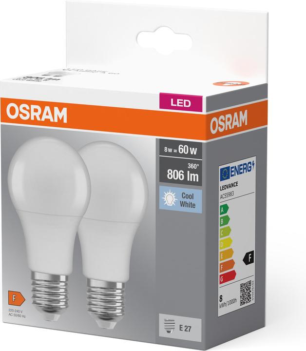 Immagine prodotto Osram Lampadina E27 - A60 (E27, 8.50 W, 230 lm, 2 x, F)
