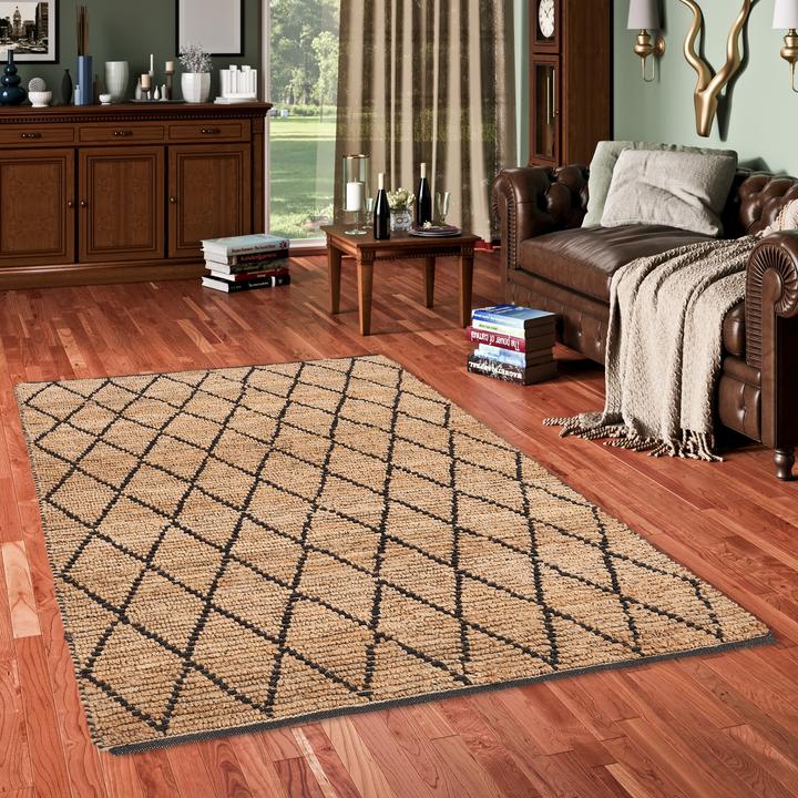Produktbild Pergamon Naturfaser Teppich Jute Salsa Rauten (80 x 150 cm)