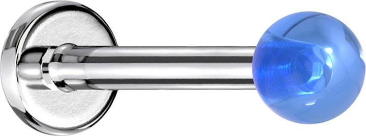 Star Piercing Labret silber mit Kugel blau "Glow" (Acryl, ohne Messing, Chirurgenstahl 316L)