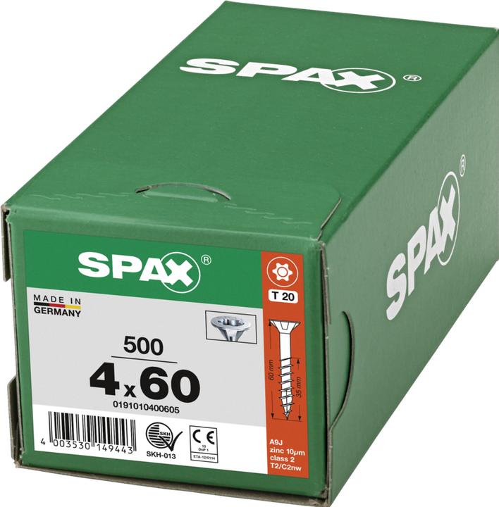 Produktbild Spax Spanplattenschrauben SK T20 4,0x60 mm (500 Schrauben pro Stück)