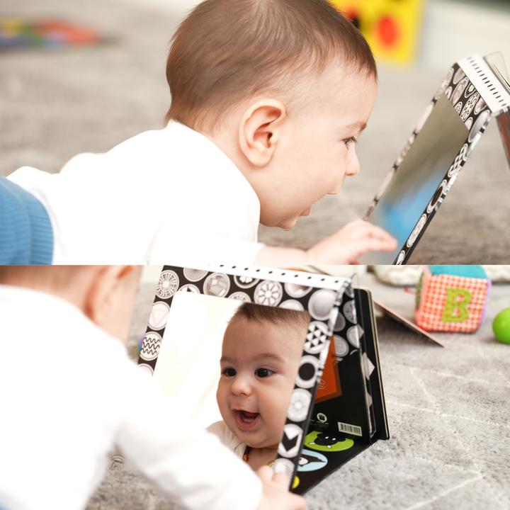 Image du produit DoerKids Miroir de sol Tummy Time + fiches d'apprentissage pour bébé (Allemand, Français, Italien, Anglais)