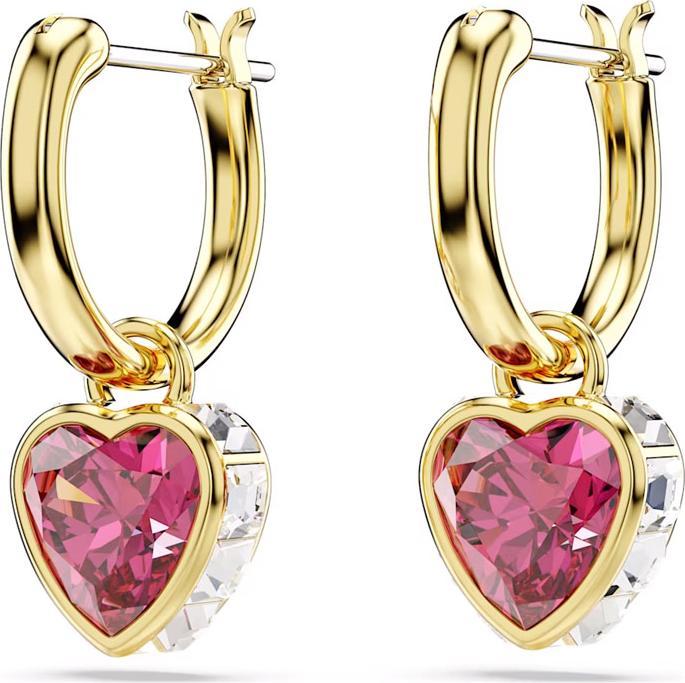 Swarovski Stilla Drop Ohrhänger Herz Rot Gold (Swarovski Metall)