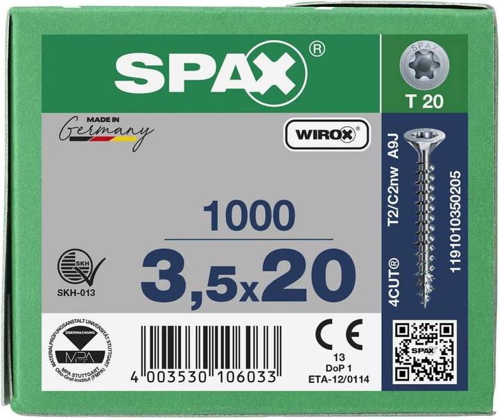 Immagine prodotto Spax Viti per pannelli truciolari SK T15 3,5x20 mm (1000 Viti per pezzo)
