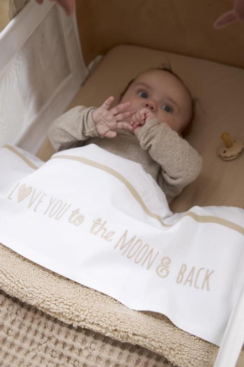 Actual product image Meyco Baby Love you to the moon & back Bed Sheet Small - sand (75 x 100 cm)