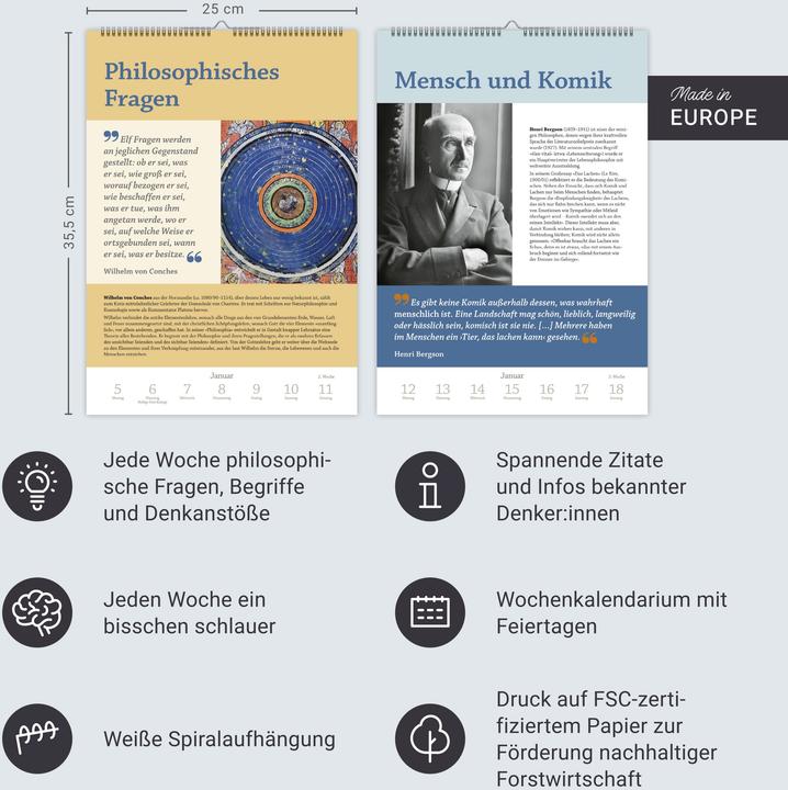 Actual product image Harenberg DIE ZEIT Philosophie Wochen-Kulturkalender 2026 - 53 Denkanstösse für 2026 (German)