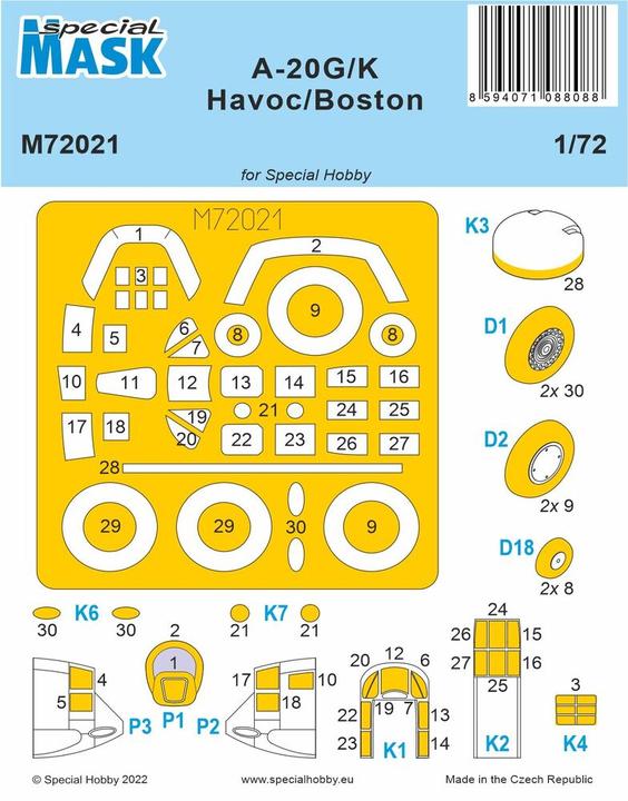 Actual product image Special Hobby A-20G/K Havoc/Boston MASK 1/72
