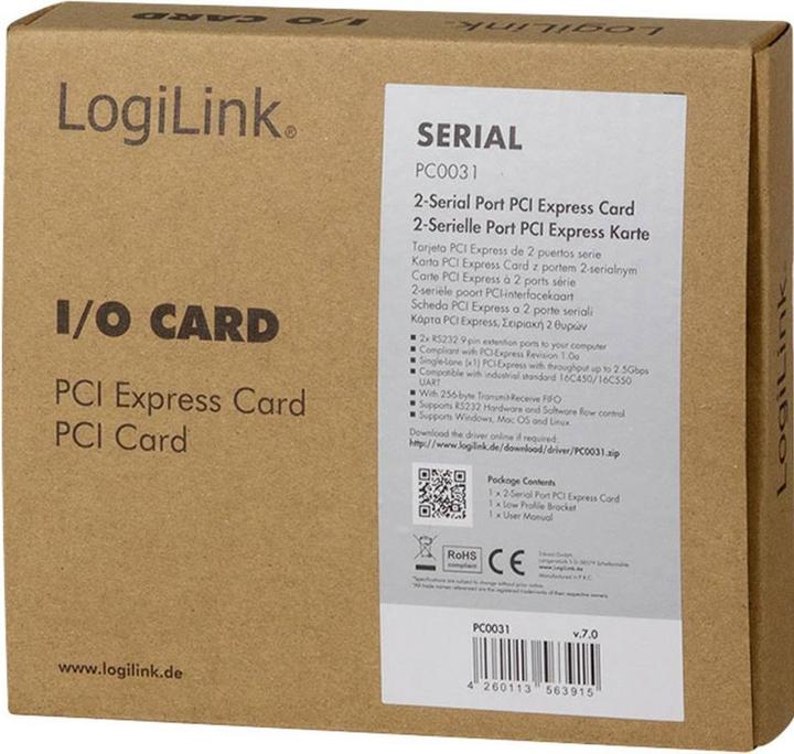 Produktbild LogiLink 2 x serielle (COM) PCIe
