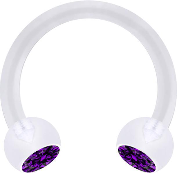 Produktbild Star Piercing Micro Circular Barbell transparent mit zwei Kugeln Kristall violett (Bioflex, ohne Messing)