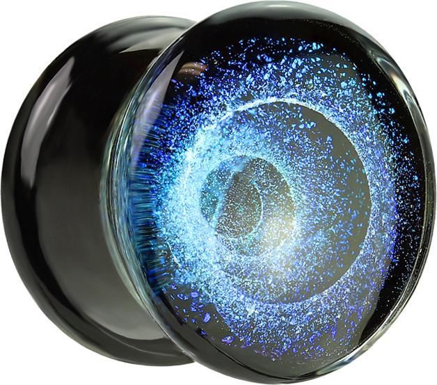 Produktbild Star Piercing Flared Plug blauer Wirbel (Glas, ohne Messing)