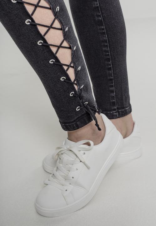 Actual product image Urban Classics Ladies Denim Lace Up Skinny Pants (29)