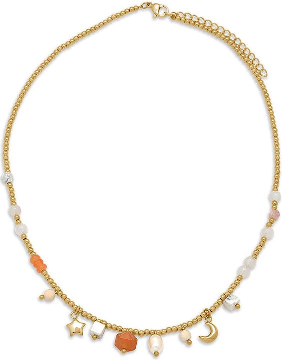 Leyda Halskette Charms Edelstahl (Stein, Edelstahl Gelb Vergoldet 18K)