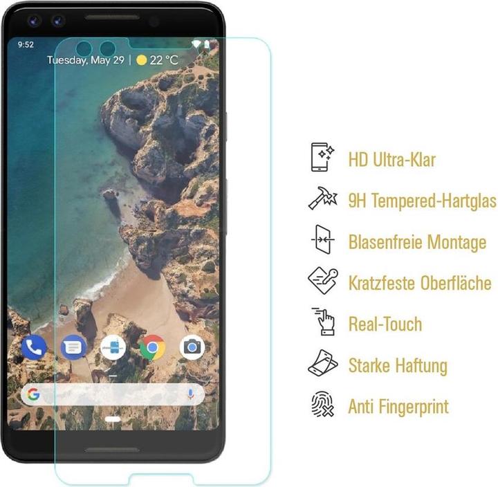 Produktbild Protectorking 1x echtes Tempered 9H Panzerhartglas 3D KLAR (1 Stück, Google Pixel 3)
