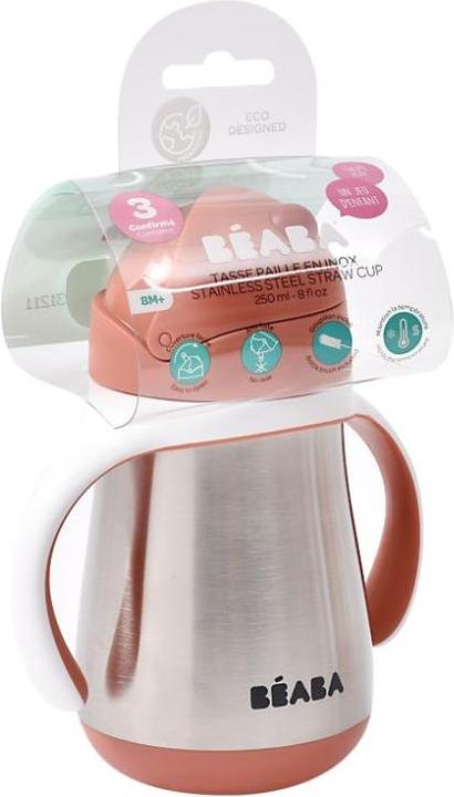 Image du produit Beaba Tasse à paille Inox 250ml terracotta