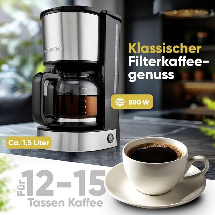 Produktbild Clatronic KA 3808 Kaffeemaschine Edelstahl Fassungsvermögen Tassen=12 Warmhalte (EU-Stecker)