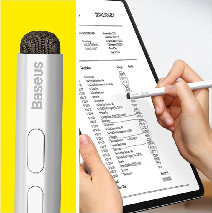 Image du produit Baseus Stylet Smooth Writing avec indicateurs LED (version Active+Passive) Blanc (Inclue : Universal Type-