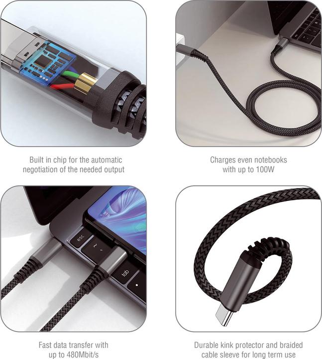 Produktbild 4smarts USB C – USB C (3 m, USB 2.0)