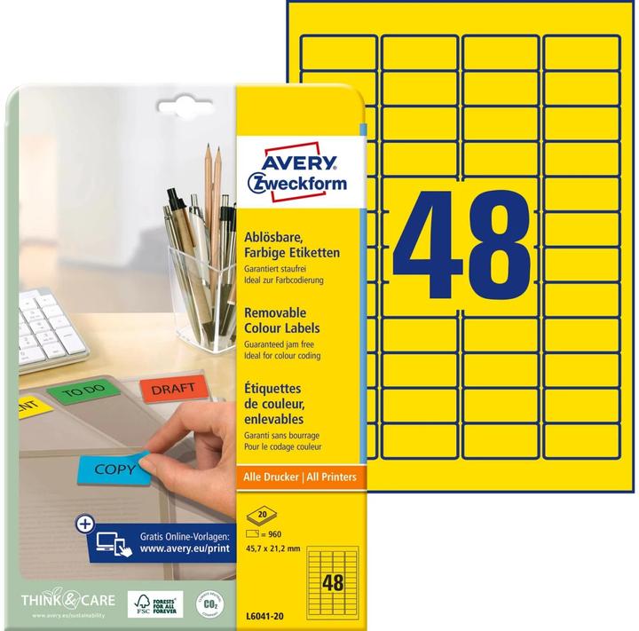 Produktbild Avery Farbige Etiketten, ablösbar