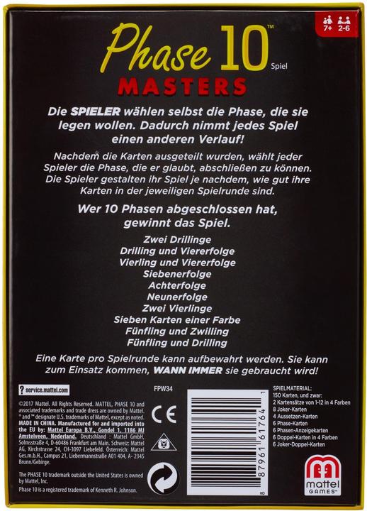 Produktbild Mattel Games Phase 10 Masters Kartenspiel (Deutsch)