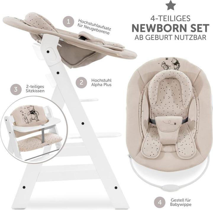 Actual product image Hauck Highchairs Alpha Plus White Newborn Set Pooh Beige - 4 pcs. (Highchair)
