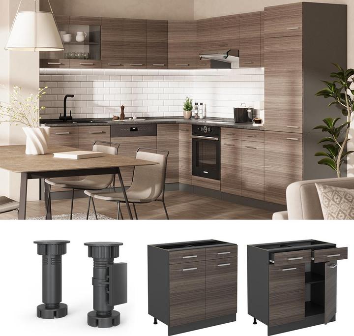 Produktbild Vicco Küchenunterschrank R-Line, Edelgrau/Anthrazit, 80 cm AP Marmor