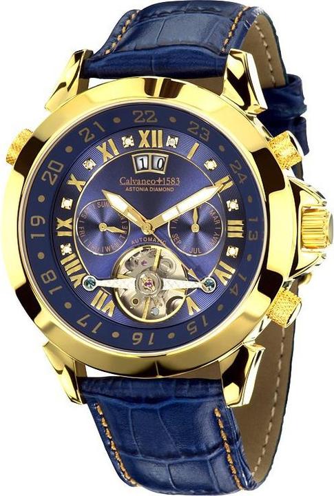 Immagine prodotto Calvaneo 1583 Astonia Diamond Gold Blue Automaticwatch (Orologio con pietra preziosa, 44 mm)