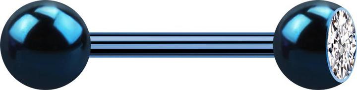 Star Piercing Barbell dunkelblau mit Kugel und Kugel Kristall silber (Chirurgenstahl 316L)