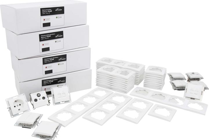 Productafbeelding MCP MCPOWER Flair schakelaar- en wandcontactdozenset, megaset, 100 stuks, wit