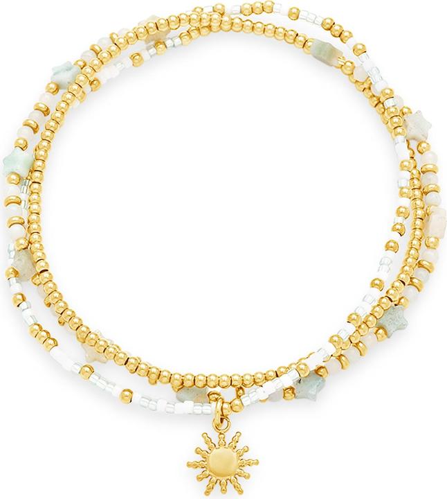 Leyda Armband Edelstein mit Edelstahl fein (50 cm, Stein, Edelstahl, Miyuki Perlen)