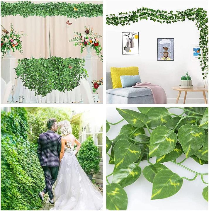 Actual product image I Am Creative Deko Blumenranke Kunstblätter Girlande 12er Set (225 cm)