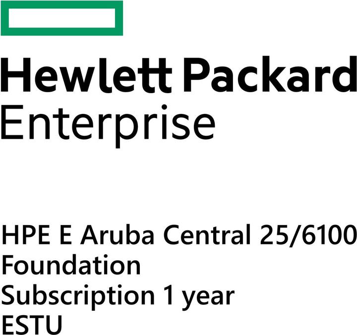 Image du produit HPE E Aruba Central 25/6100, Foundation Subscription, 1 year, E-STU (12 Dispositifs, 12 mois)