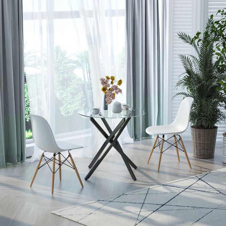 Produktbild Homcom Beistelltisch mit Glasplatte (80 x 80 x 75 cm)