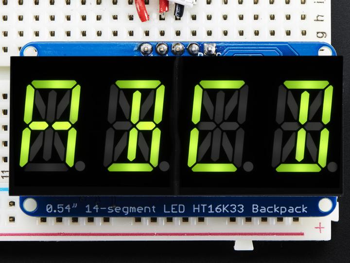 Produktbild Adafruit Alphanumerisches Display Gelb-Grün 4 Zeichen I2C (Display)