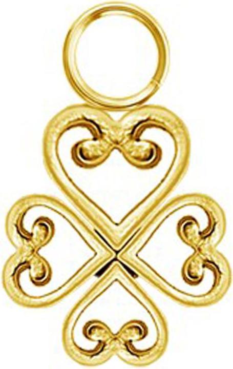 Star Piercing Anhänger vergoldet vier filigrane Herzen (ohne Messing, Chirurgenstahl 316L)