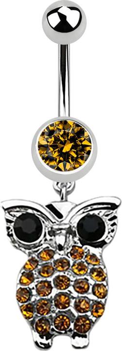 Immagine prodotto Star Piercing Banana in argento con ciondolo gufo e occhi grandi in topazio (Acciaio chirurgico 316L, senza ottone)