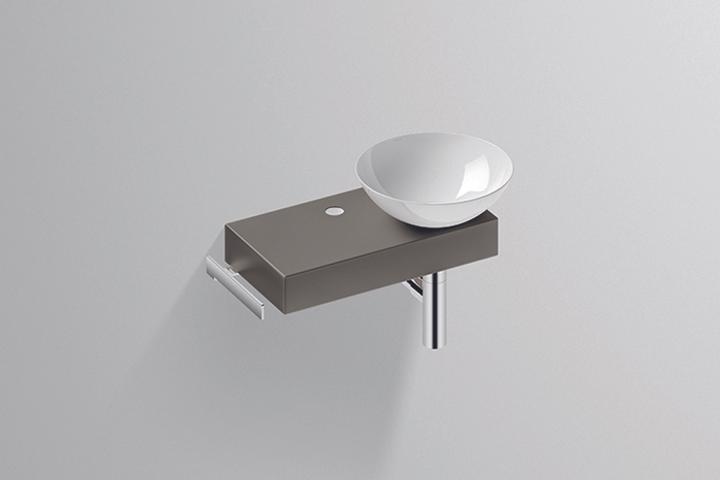 Actual product image Alape Piccolo Novo wash place, W/H/D 555/400/320, bowl basin white, right, 1 tap hole, console with