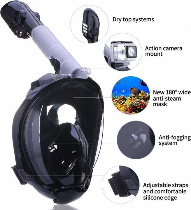 Produktbild JTI Vollgesichts-Tauchmaske und Schnorchel mit GoPro-Halterung