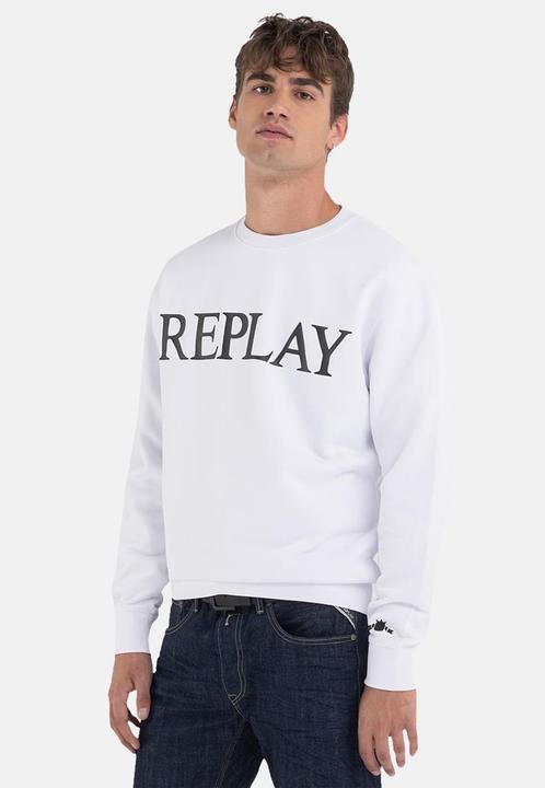 Replay Pullover Regular-Fit-Sweatshirt mit Rundhalsausschnit und Logo-Print aus French Terry (XL)