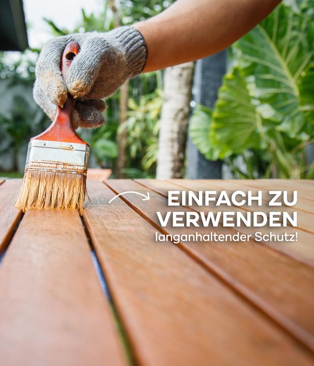 Produktbild Plid Holzöl 2,5L für ca. 25m² + Pinselset 3-tlg / Pflegeöl Gartenmöbel (Douglasie, 2.50 l)