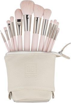Ilu Basic Set 12 pennelli da trucco con borsa rosa (Set)