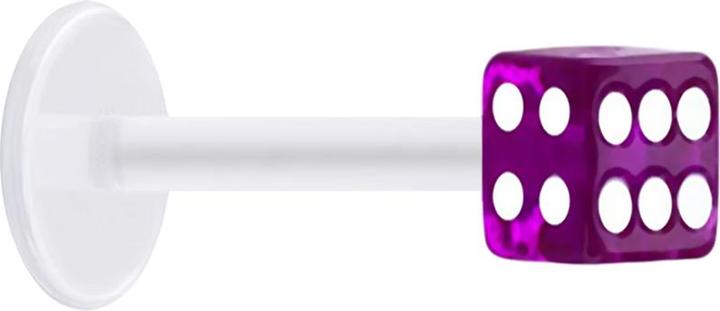Produktbild Star Piercing Micro Labret transparent mit Würfel violett transparent (Acryl, ohne Messing, Bioflex)