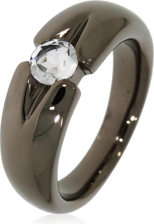 Xen Ring mit 5 mm Bergkristall ca. 0,50 ct. Black Rhodium