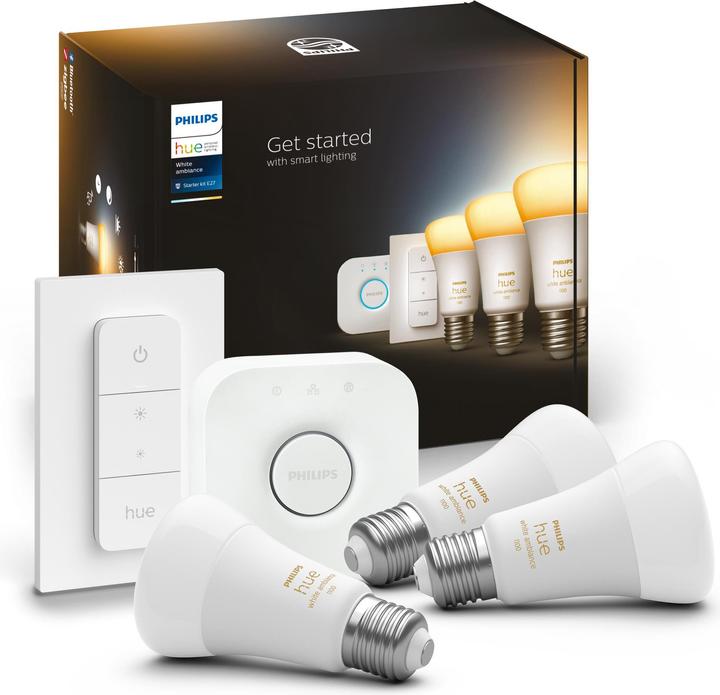 Actual product image Philips Hue White Ambiance Starter Set (E27, 11 W, 1100 lm, 3 x, F)