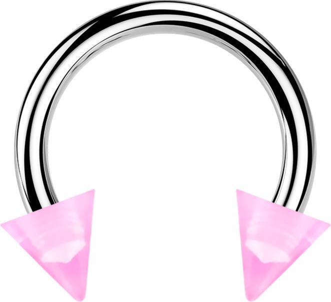 Produktbild Star Piercing Micro Circular Barbell silber mit zwei Cones hellpink transparent (ohne Messing, Chirurgenstahl 316L, Acryl)