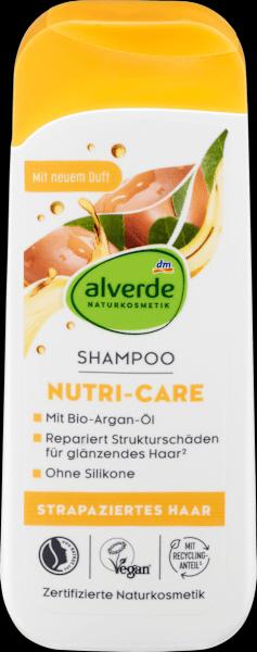 Produktbild dm alverde Shampoo Nutri Care Bio-Arganöl und Bio-Jojoba-Extrakt (Flüssiges Shampoo)