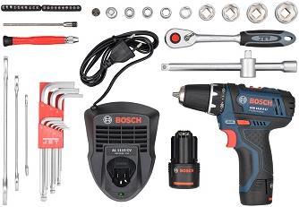 Produktbild JET ABS Werkzeugkoffer 3/8", 122teilig mit Bosch Akkuschrauber