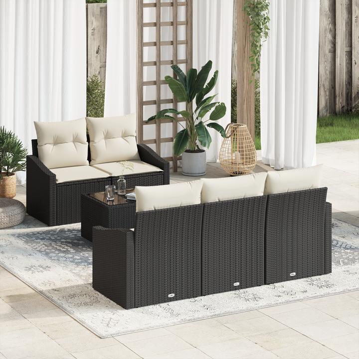 Immagine prodotto VidaXL Set di divani da giardino da 6 pezzi con cuscini in poly rattan nero