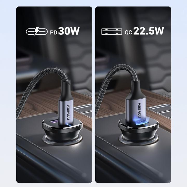 Actual product image Ugreen EC305 25845 car charger USB-C USB-A 30W - black