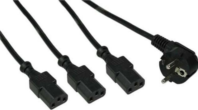 Produktbild InLine Verteilerkabel, 1x SchuKo zu 3x Kaltgerätebuchse (3 m)