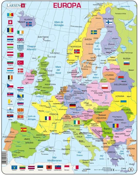 Valori nutrizionali e ingredienti Larsen Puzzle a cornice - Mappa politica dell'Europa (italiano) (48 pezzi)
